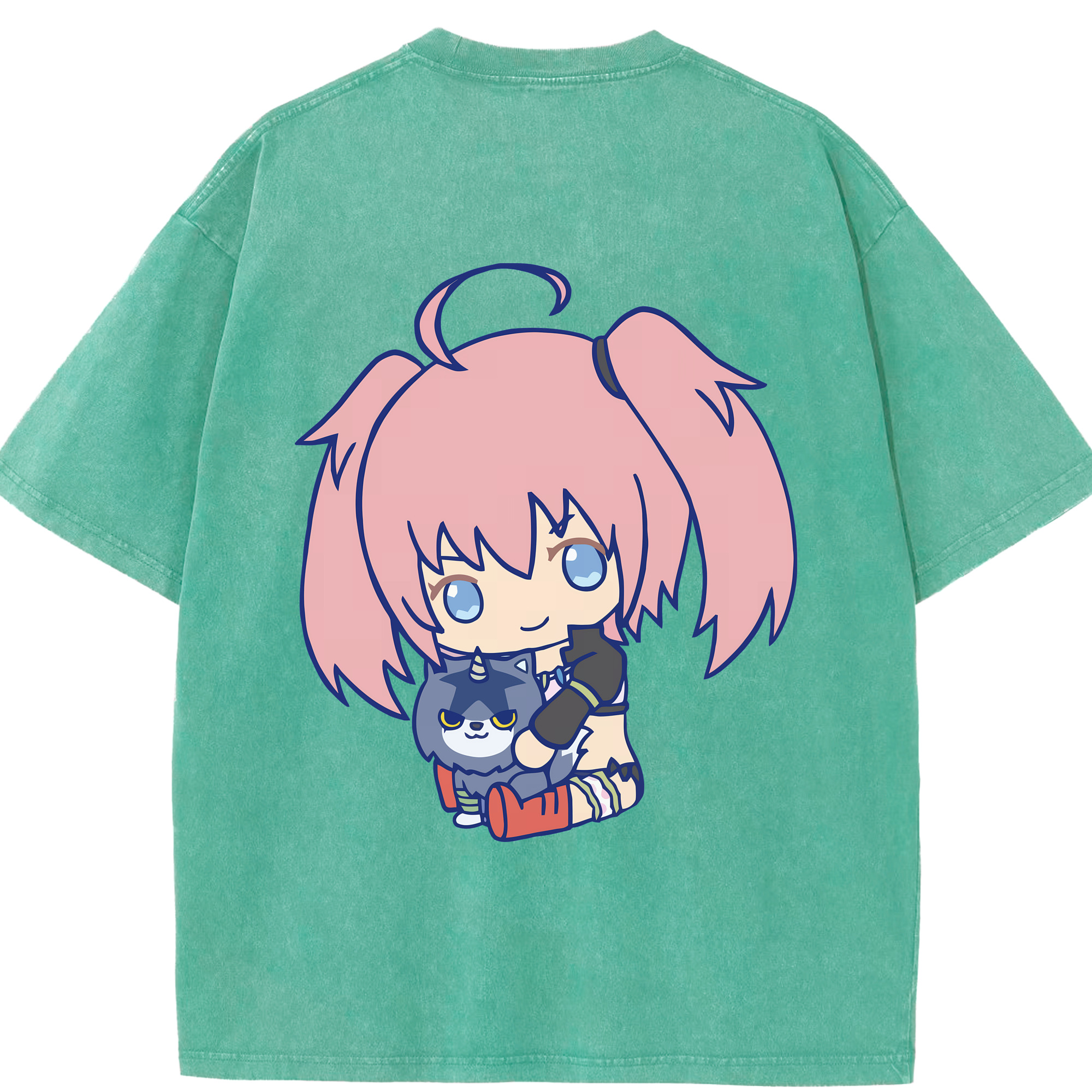 （画像用） 転スラ Regarding Reincarnated to Slime 綿100% ヴィンテージ風 半袖Tシャツ（背面プリント）